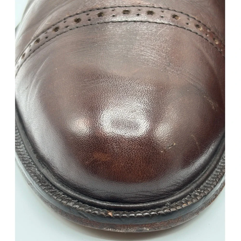 Alfani Men's Brown Cap Toe Oxford Dress Shoes Made in Italy Leather Lace Up